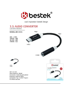 Adattatore Bestek da USB-C a jack cuffie femmina (3,5 mm)
